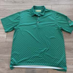 Donald Ross Mens L Golf Polo Green White Shamrock